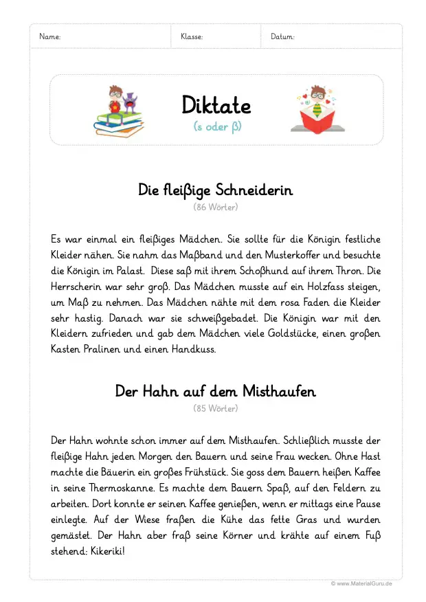 Diktate Materialguru