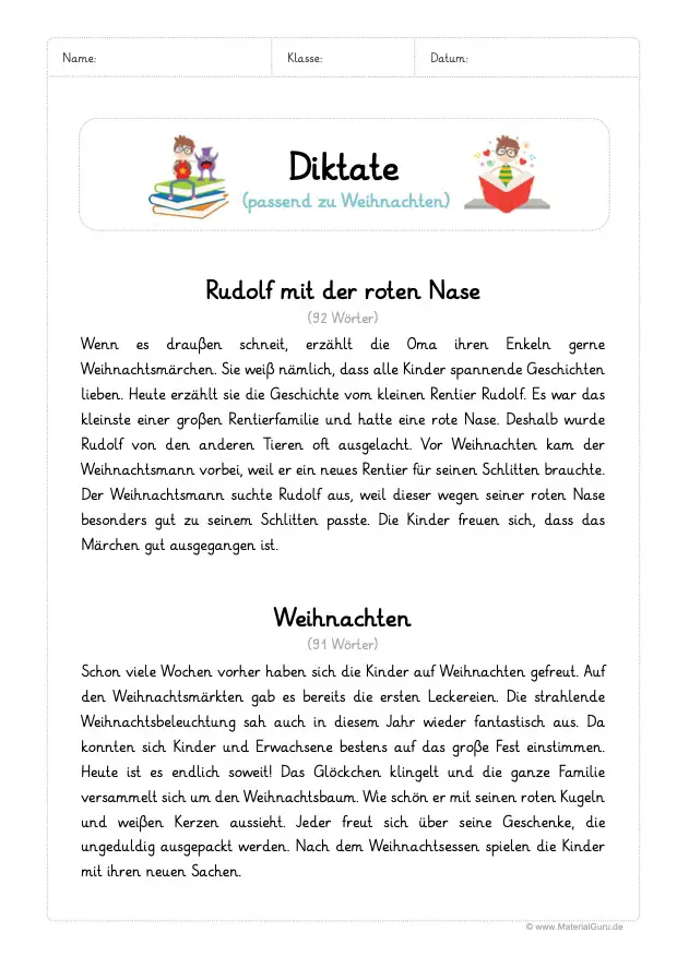 Diktat zu Weihnachten