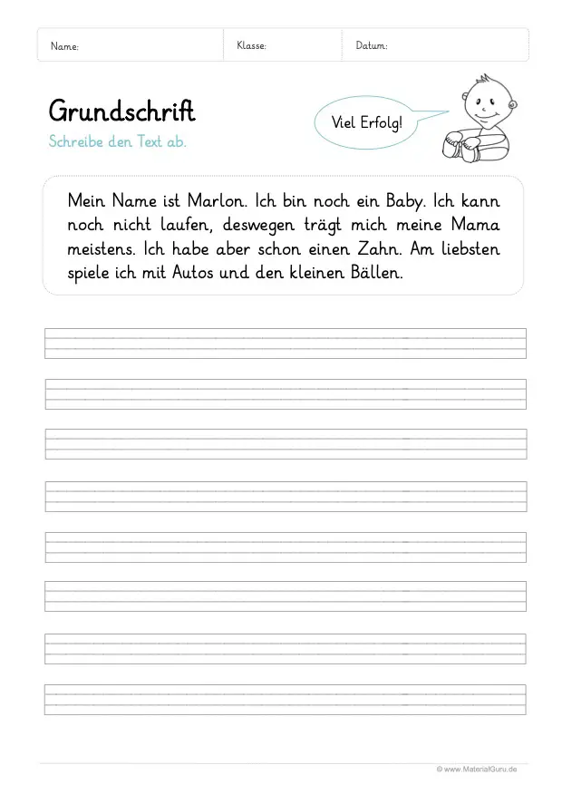 Arbeitsblatt: Text in Grundschrift abschreiben 04