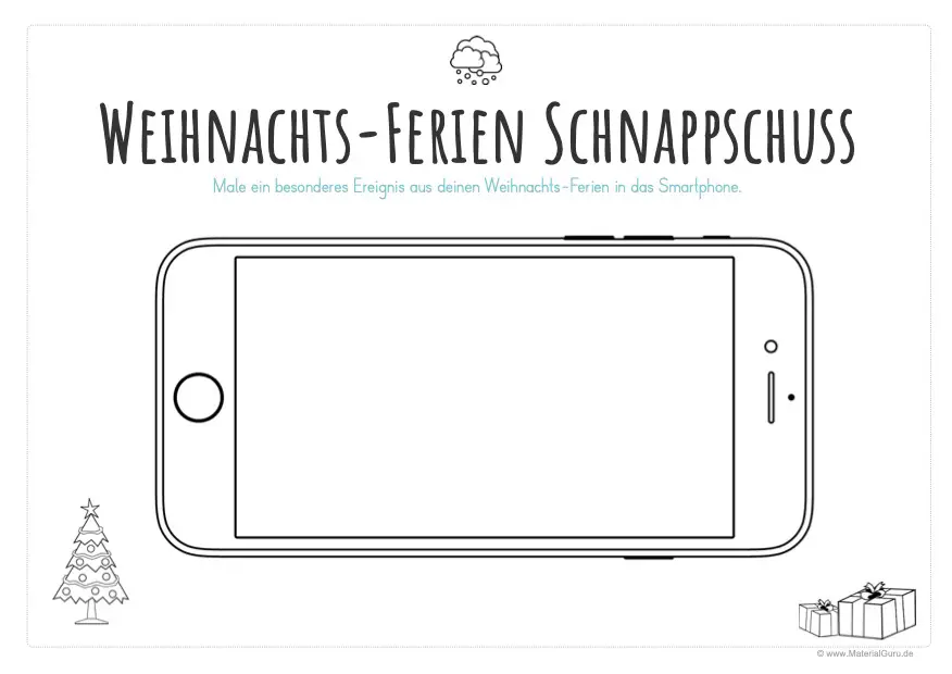 Arbeitsblatt: Weihnachts-Ferien-Schnappschuss mit Smartphone