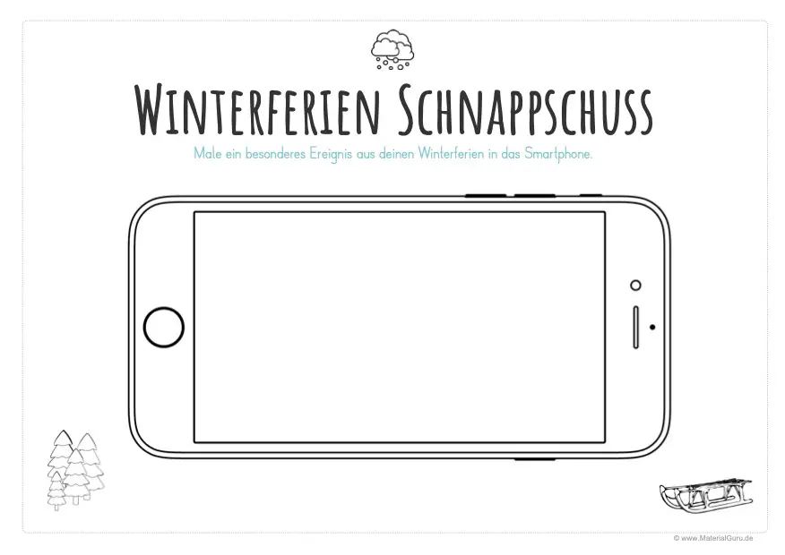 Arbeitsblatt: Weihnachts-Winterferien-Schnappschuss mit Smartphone