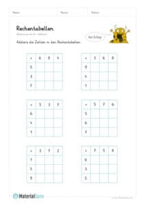 Rechentabellen - MaterialGuru