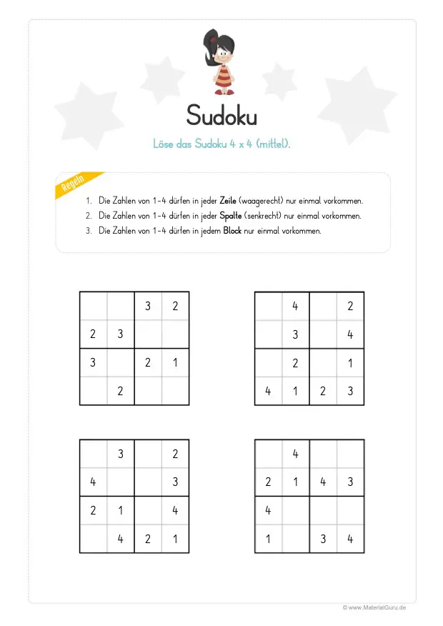 Sudoku für Kinder: 4x4 (mittel)