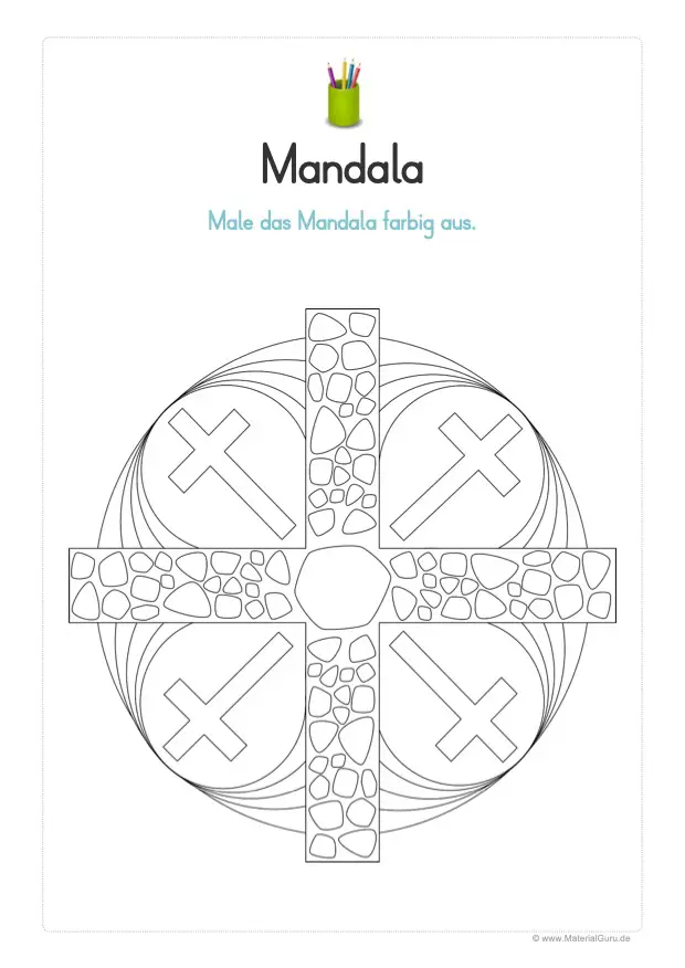 Ausmalbild: Mandala Christentum