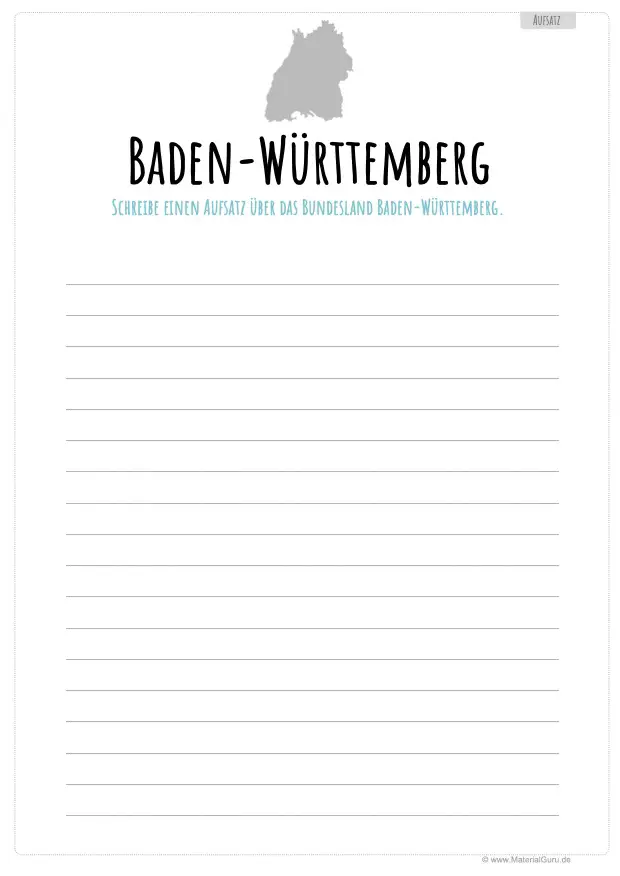 Arbeitsblatt: Aufsatz über Baden-Württemberg schreiben