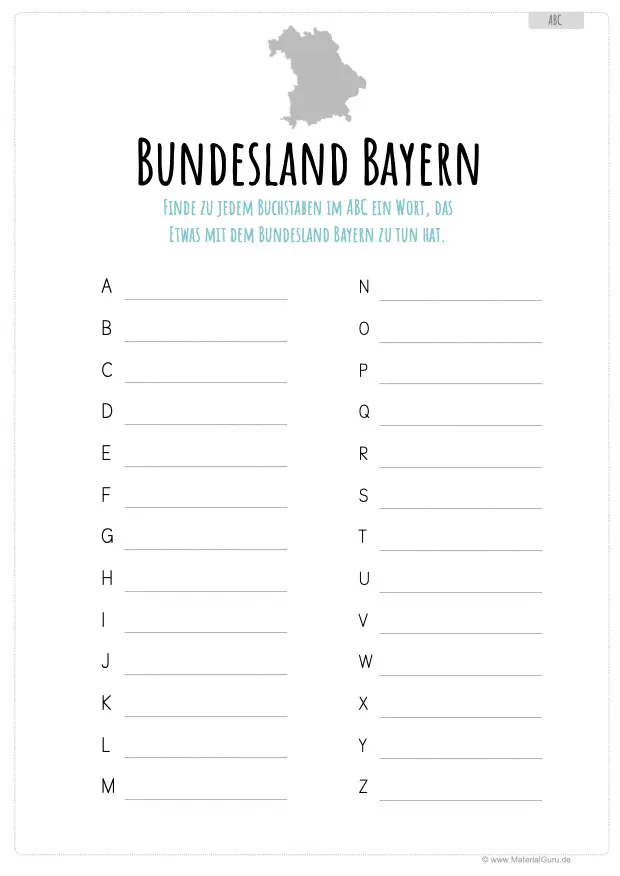 Arbeitsblatt: Bayern ABC