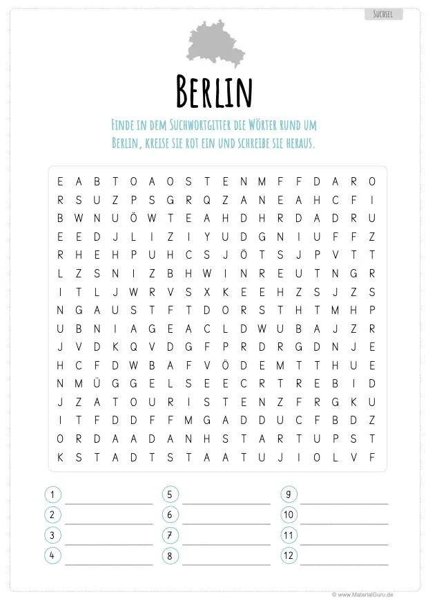 Arbeitsblatt: Suchsel Berlin