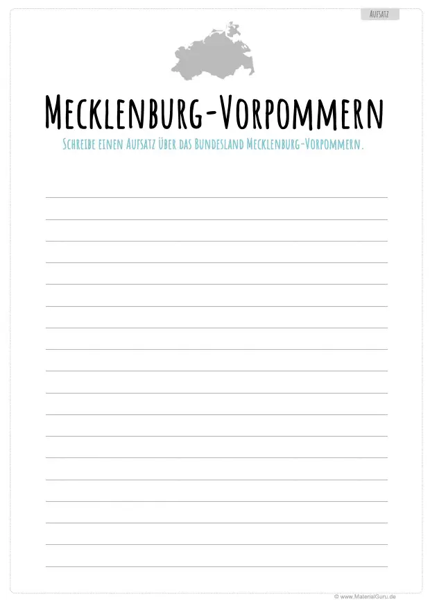 Arbeitsblatt: Aufsatz über Mecklenburg-Vorpommern schreiben