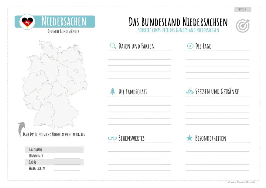 Arbeitsblatt: Vorlage Niedersachsen