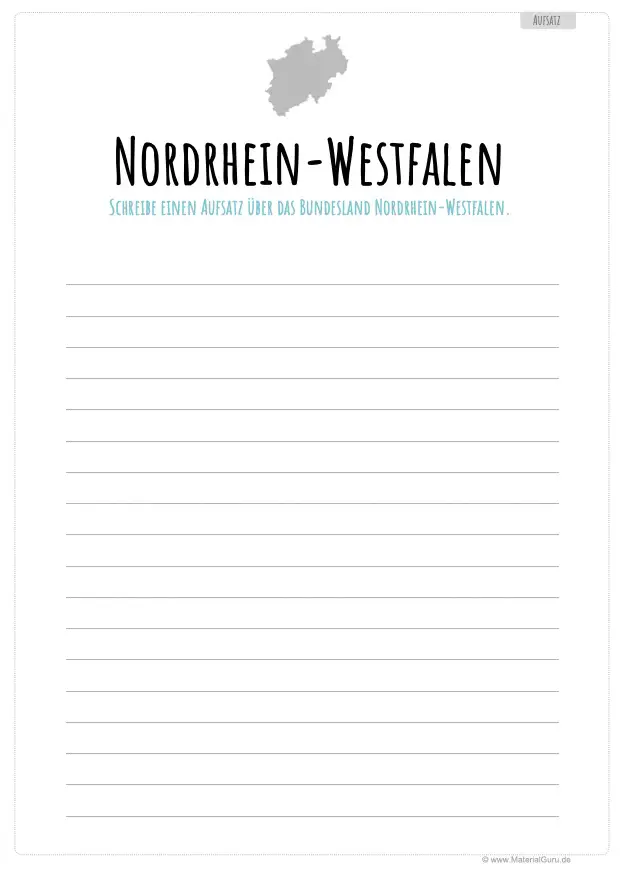 Arbeitsblatt: Aufsatz über Nordrhein-Westfalen schreiben