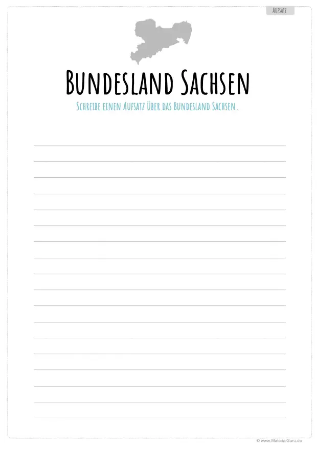 Arbeitsblatt: Aufsatz schreiben über das Bundesland Sachsen