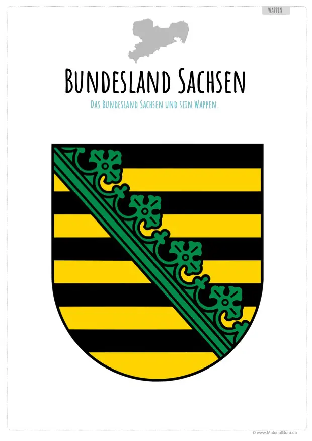 Arbeitsblatt: Bundesland Sachsen - Wappen in groß