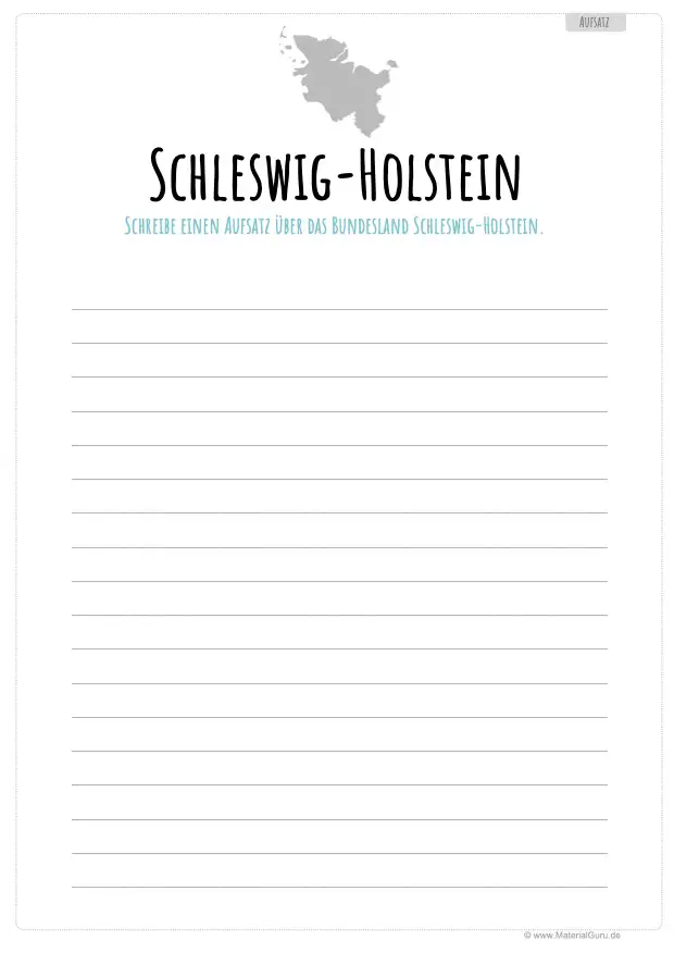 Arbeitsblatt: Aufsatz über Schleswig-Holstein schreiben