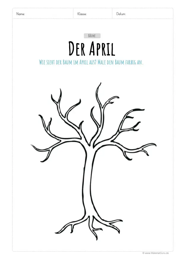 Arbeitsblatt: Der Baum im April