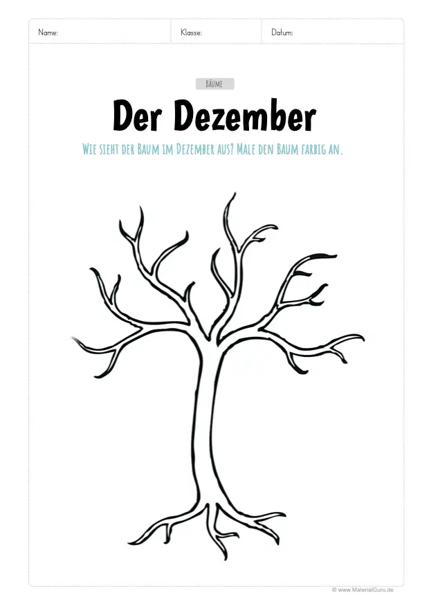 Arbeitsblatt: Der Baum im Dezember