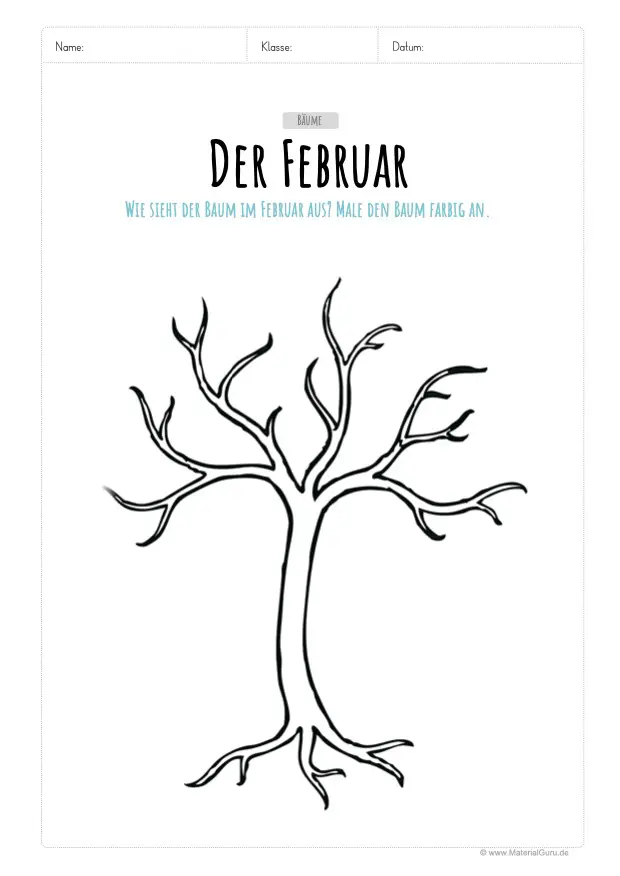 Arbeitsblatt: Der Baum im Februar