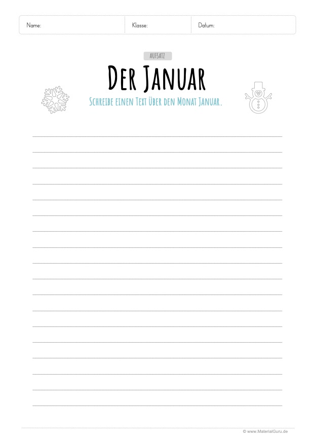 Arbeitsblatt: Aufsatz Januar