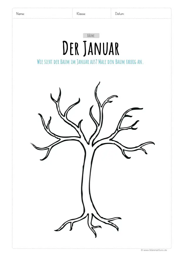 Arbeitsblatt: Der Baum im Januar