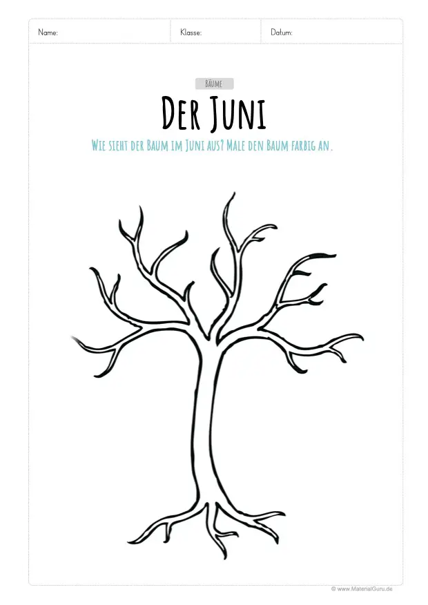 Arbeitsblatt: Der Baum im Juni
