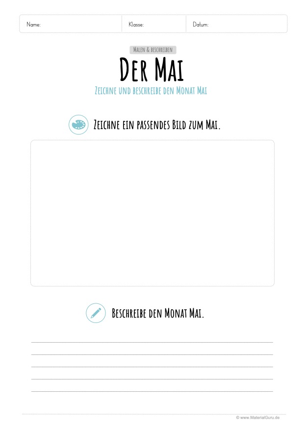 Arbeitsblatt: Den Monat Mai zeichnen und beschreiben