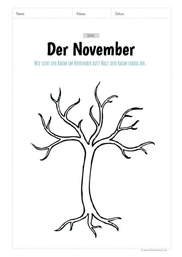 Arbeitsblatt: Der Baum im November