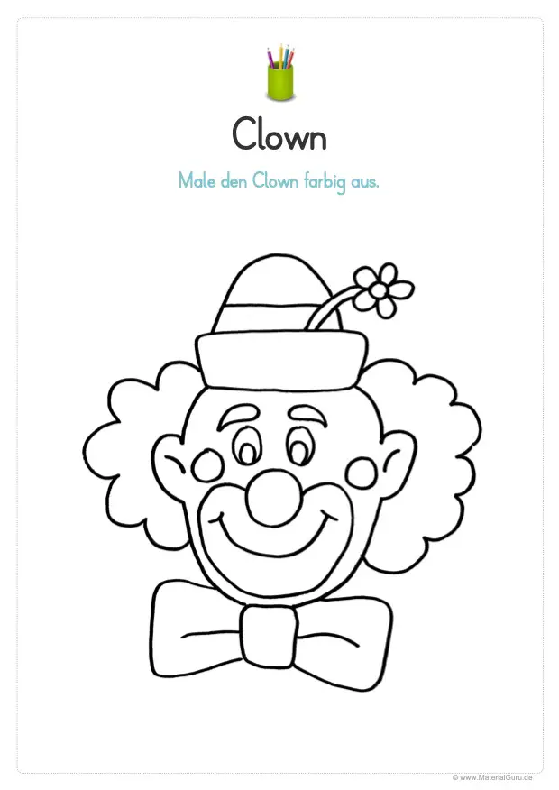 Arbeitsblatt: Clown ausmalen