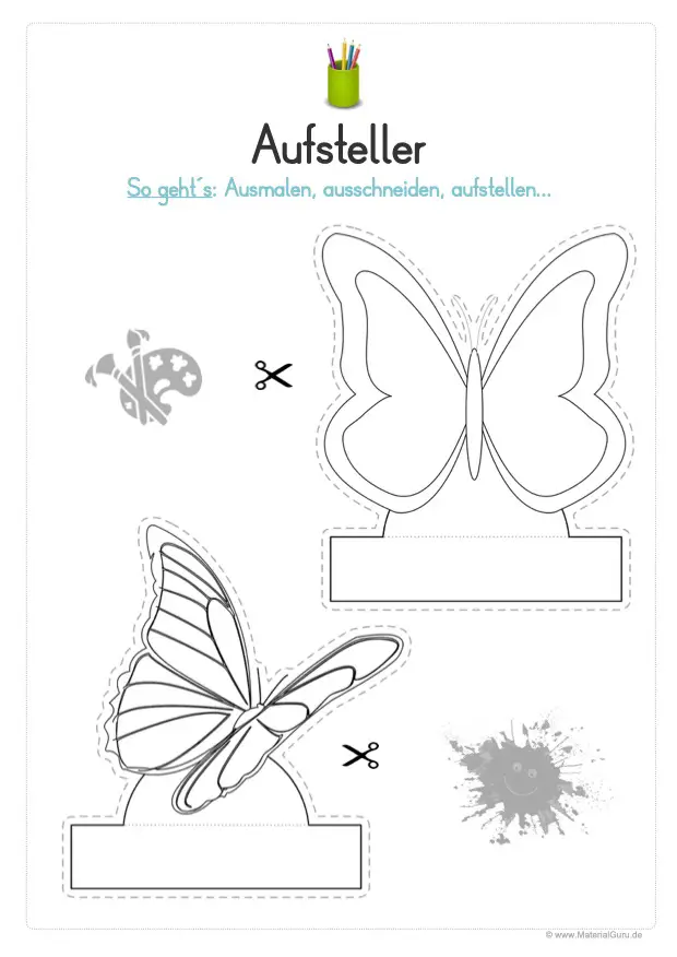 Basteln im Frühling: Aufsteller Schmetterlinge