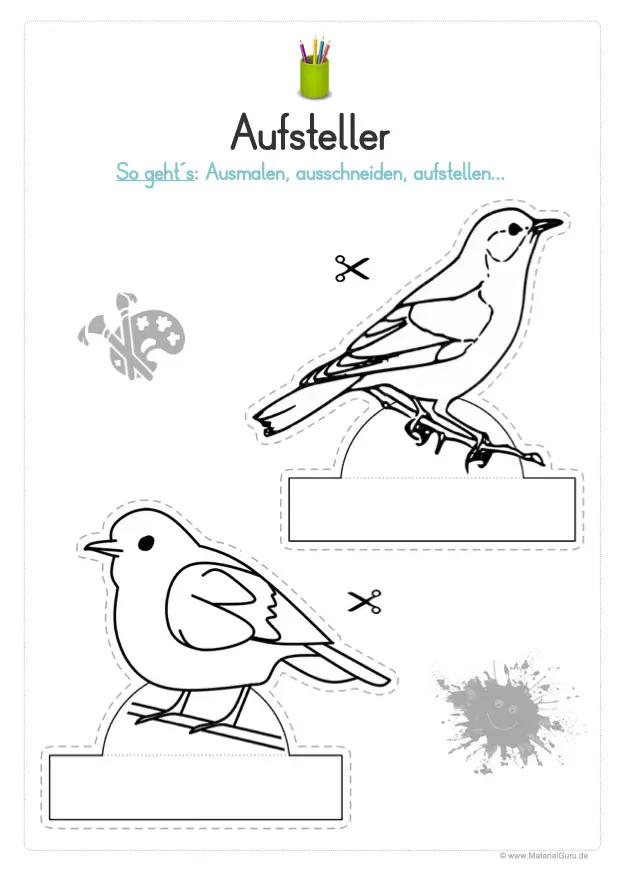 Basteln im Frühling: Aufsteller Singvögel