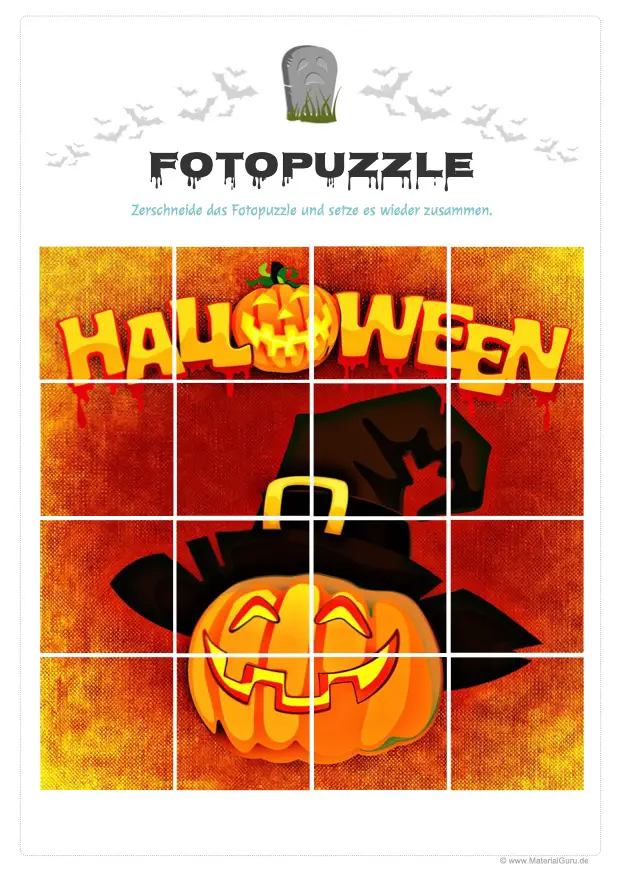Arbeitsblatt: Fotopuzzle Halloween