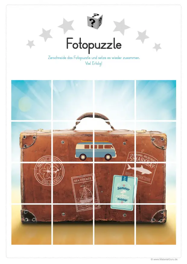 Arbeitsblatt: Fotopuzzle Sommer (Reisekoffer)