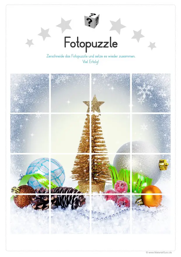 Arbeitsblatt: Fotopuzzle Weihnachtsschmuck