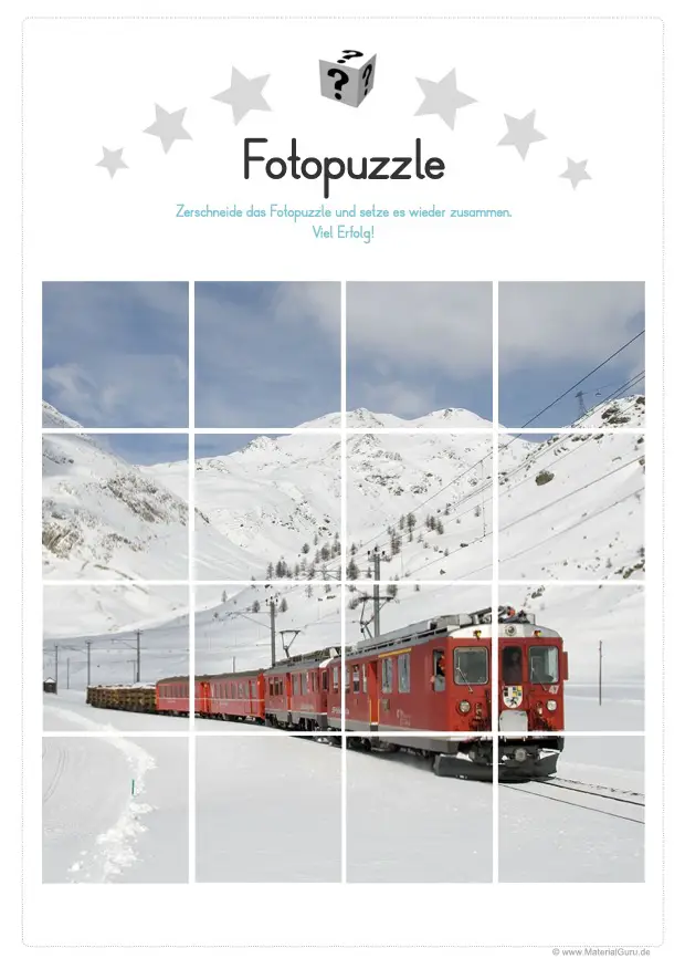 Arbeitsblatt: Fotopuzzle Winter (Schnee-Express)
