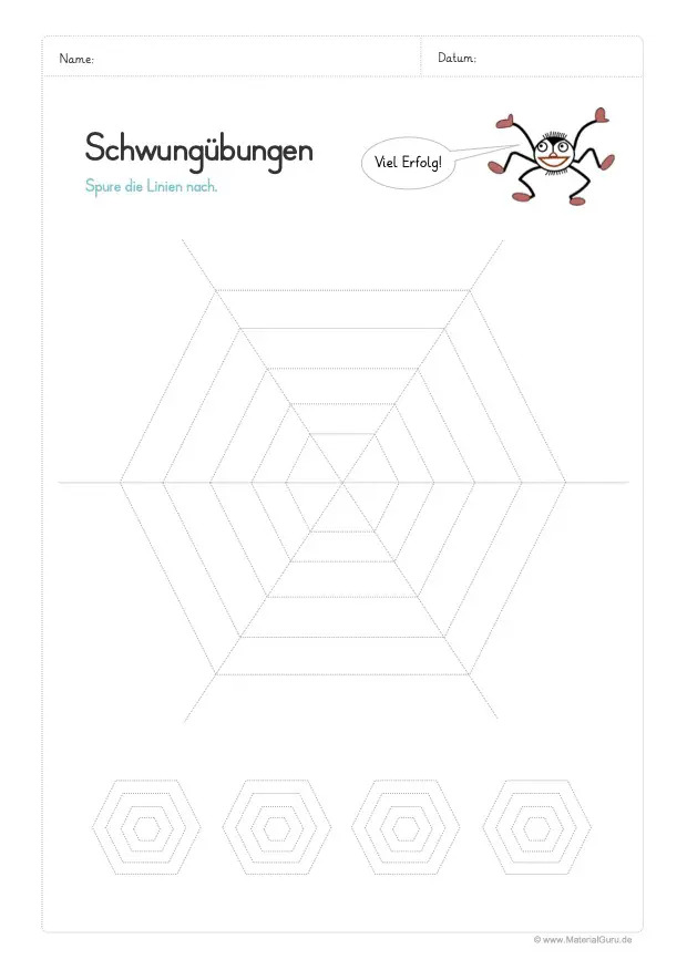 Arbeitsblatt: Schwungübungen - Spinnennetze