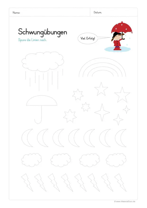 Arbeitsblatt: Schwungübungen - Wetter