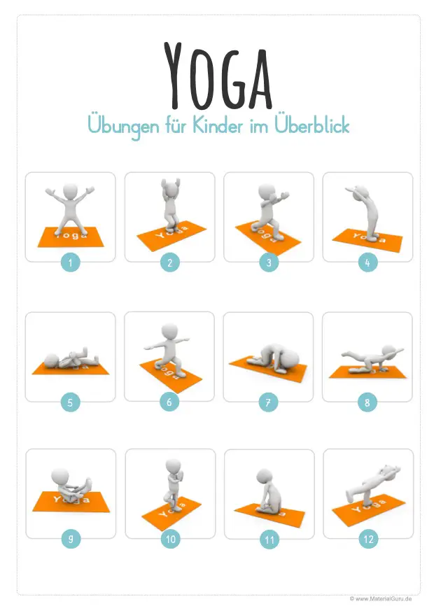 Arbeitsblatt: Überblick mit Yoga-Übungen für Kinder