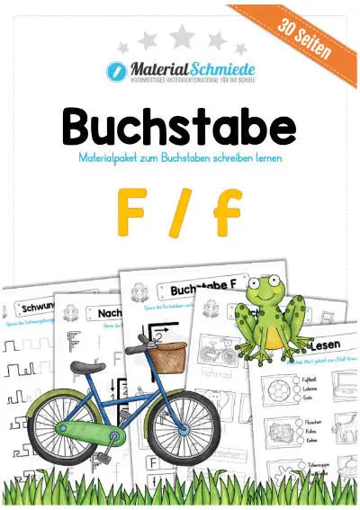 30 Arbeitsblätter: Buchstabe F/f