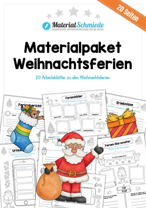 20 Arbeitsblätter zu den Weihnachtsferien