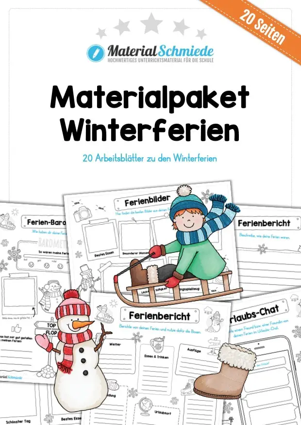 20 Arbeitsblätter zu den Winterferien