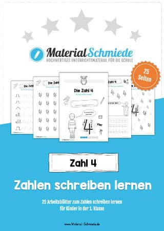 Zahl 4 schreiben lernen - MaterialGuru
