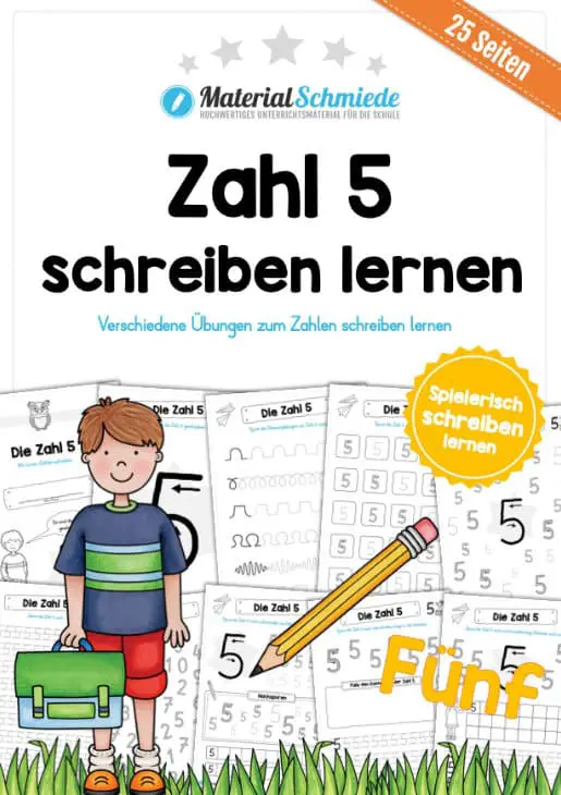 MaterialPaket: Zahl 5 schreiben lernen