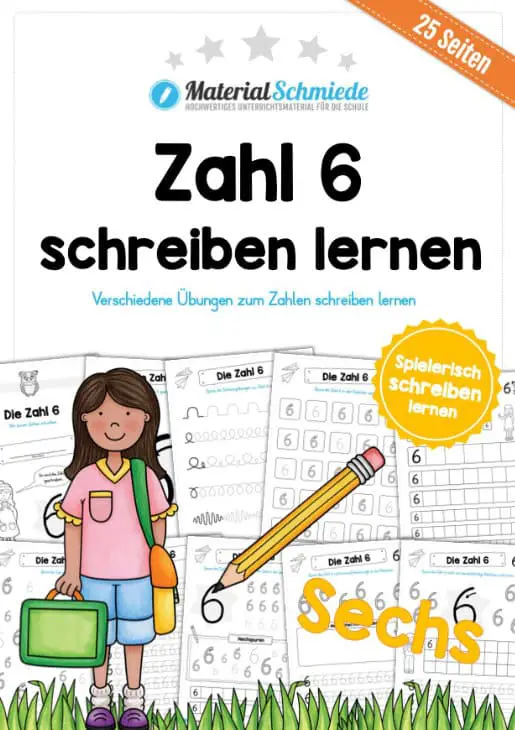 MaterialPaket: Zahl 6 schreiben lernen